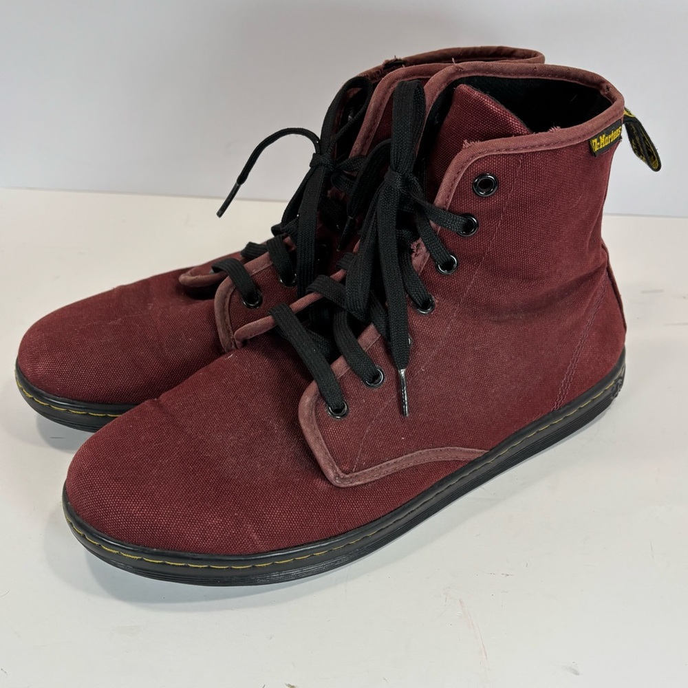 Dr Martens Shoreditch Canvas Boots Men Sz 10/W 12-Burgundy Color Lace Up Utility - Picture 2 of 8